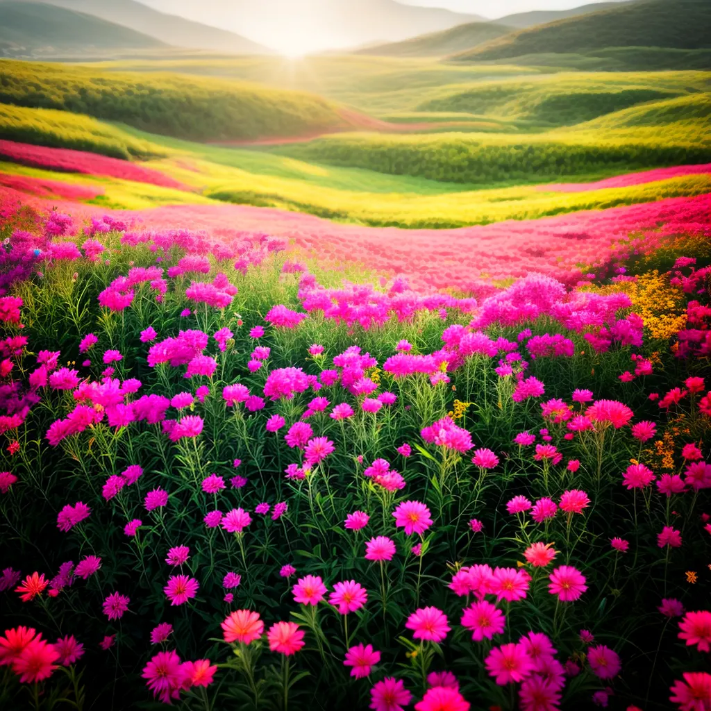Fotos campo flores coloridas sol vento