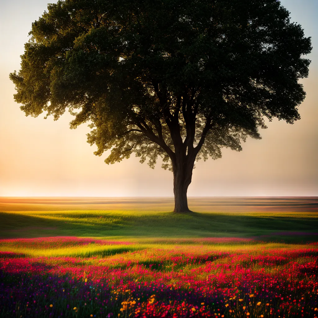 Fotos campo por do sol arvore flor golden