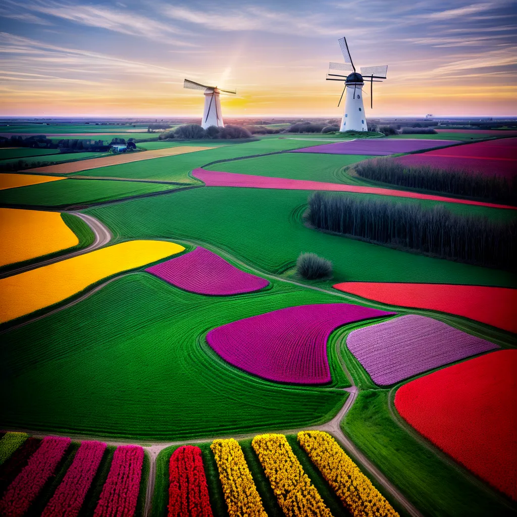 Fotos campo tulipas moinho amor