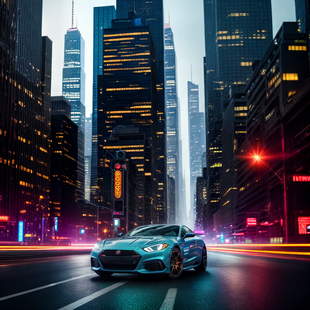 Fotos carro veloz cidade neon sonho