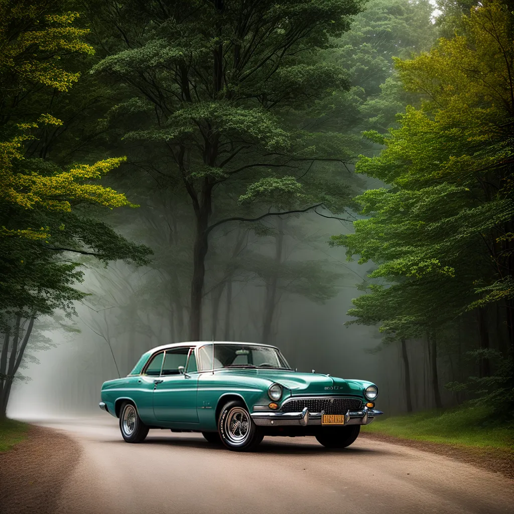 Fotos carro vintage nevoeiro arvores sonho