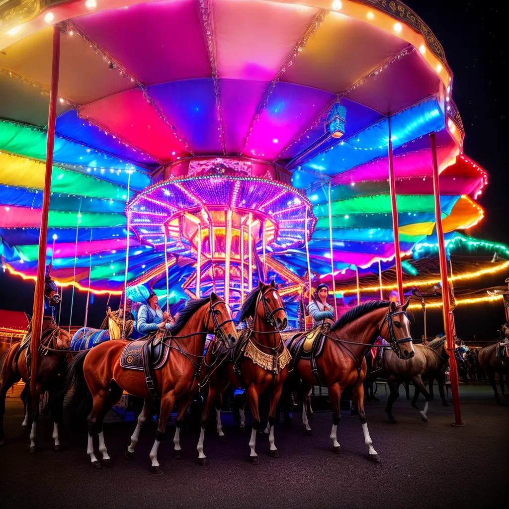 Fotos carrossel noite sonhos cavalos estrelas