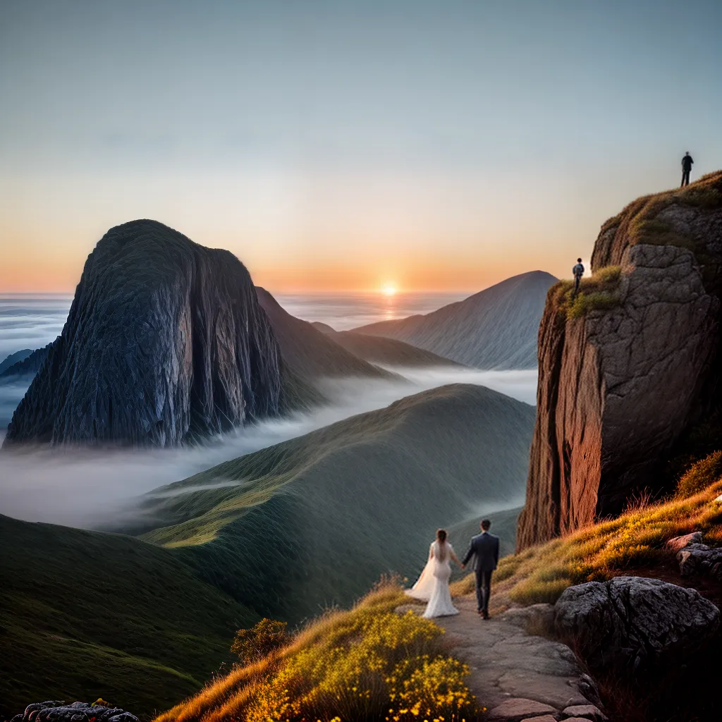 Fotos casal aliancas por do sol amor