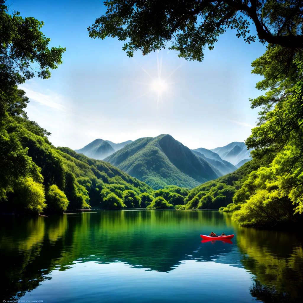 Turismo Sustentável: Dicas e Destinos para Viajar sem Agredir o Meio Ambiente 4 Fotos casal caiaque lago montanhas verde
