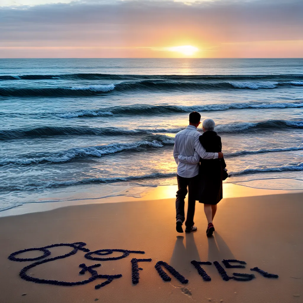 Fotos casal idoso amor praia por do sol para sempre