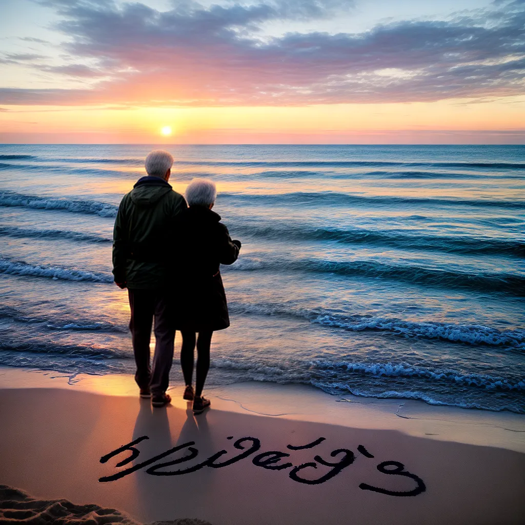 Fotos casal idoso amor praia por do sol