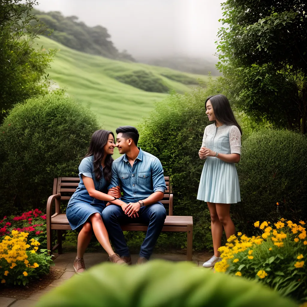Jardins Floridos e Jovens Jeitosos: Decifrando Sonhos de Romance e Beleza Natural 3 Fotos casal jardim flores sol amor