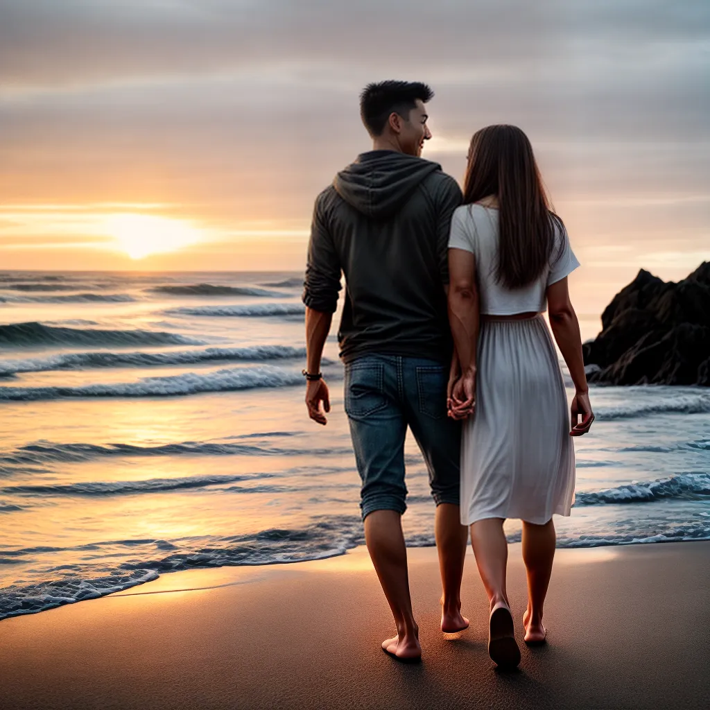 Descubra o que significa sonhar com Amor e Afeto 3 Fotos casal maos dadas praia por do sol 1