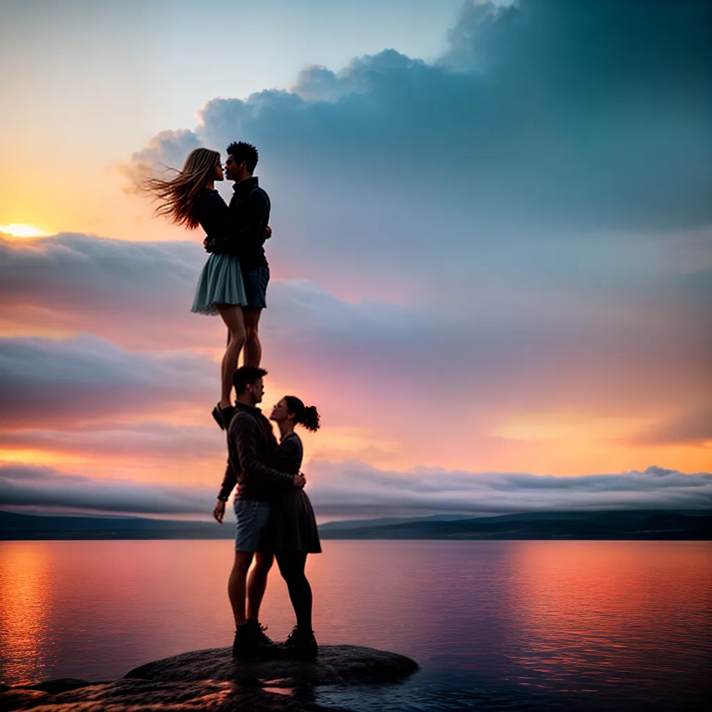 Fotos casal maos nuvem por do sol
