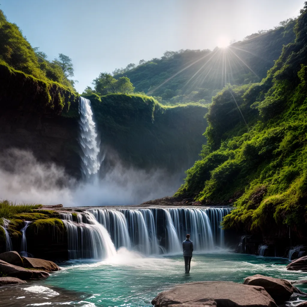 Fotos cascata majestosa pessoa mistico renovacao