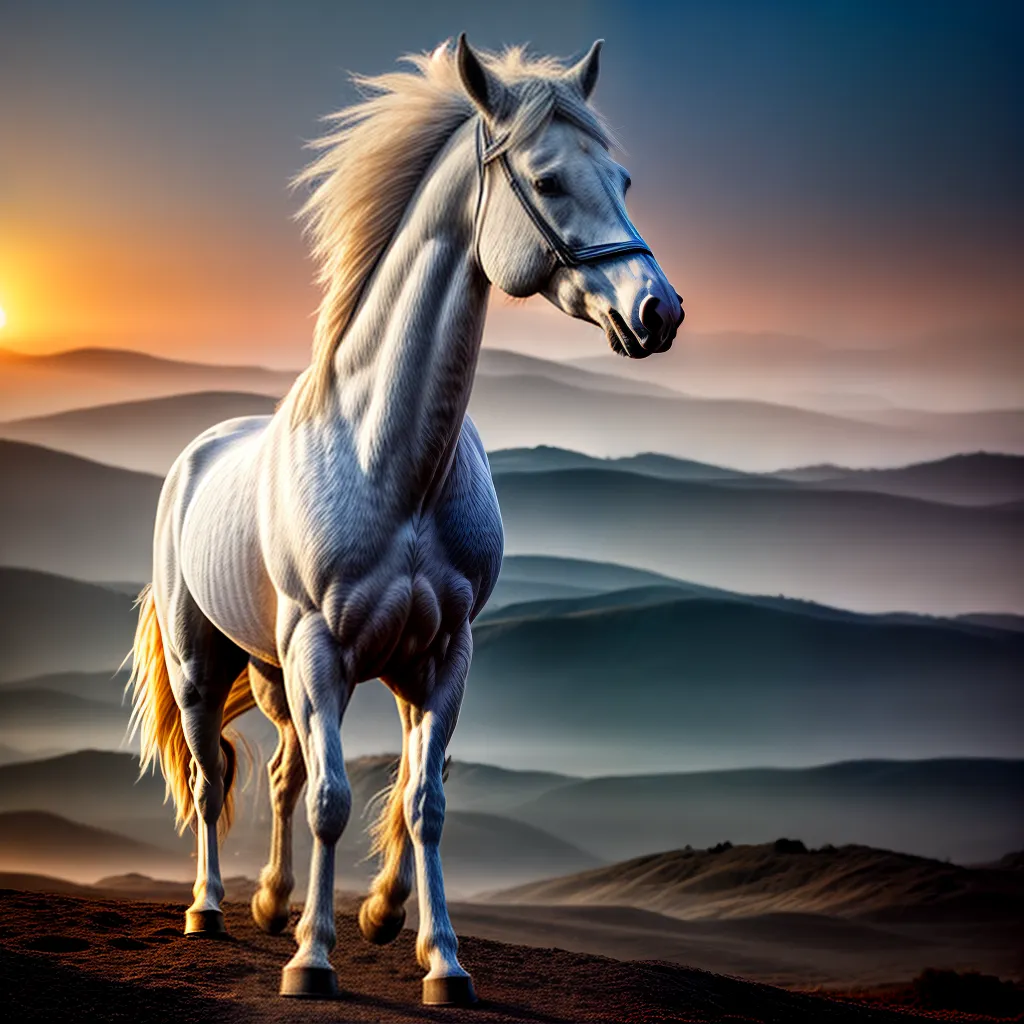 Fotos cavalo branco poder por do sol