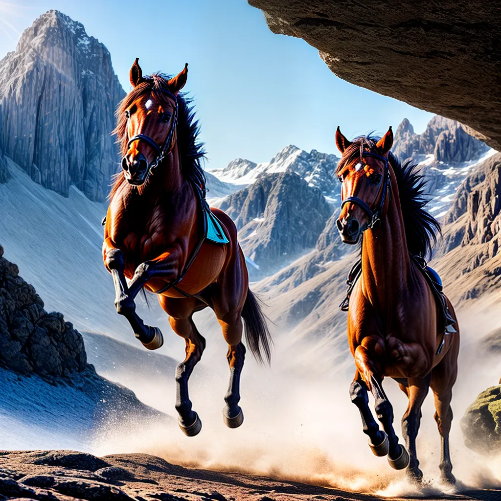 O que Significa Sonhar com Passeio de Cavalo sobre as Montanhas 3 Fotos cavalo galope montanha neve aventura