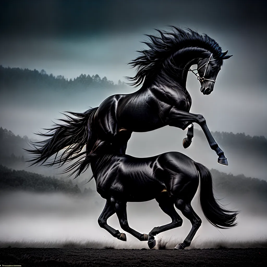 Desvendando o Mistério: Sonhar com Cavalo Preto 2 Fotos cavalo negro galopando floresta nevoeiro
