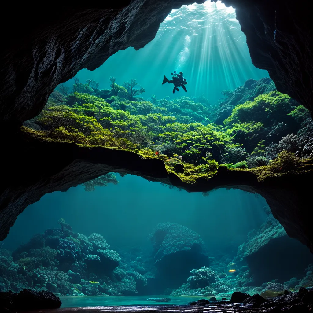 Explorando os sonhos de Imersões em Profundezas Misteriosas 2 Fotos caverna subaquatica mergulhador luz