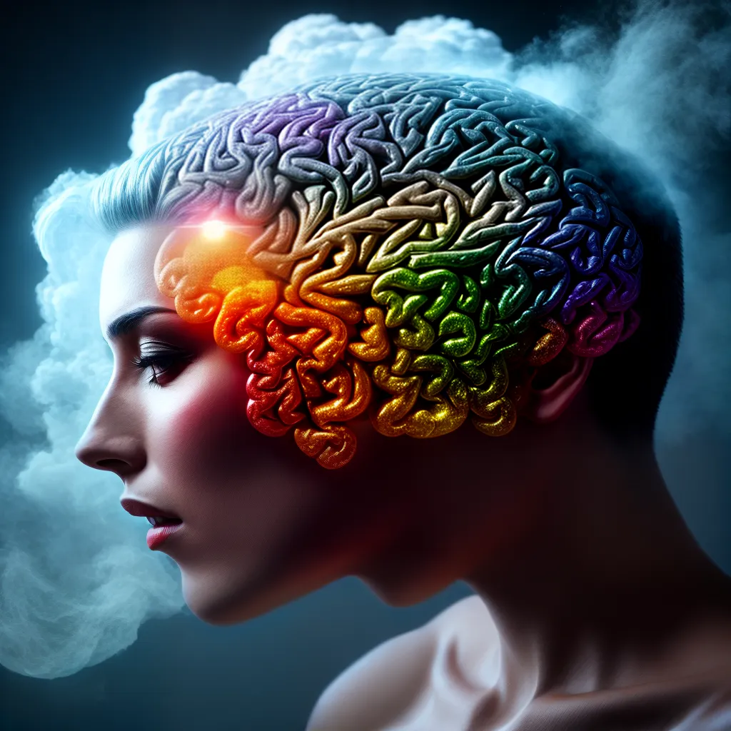 Neurociência dos Sonhos: o que Pesquisadores Revelam sobre a Nossa Mente 2 Fotos cerebro colorido nuvens sonhos