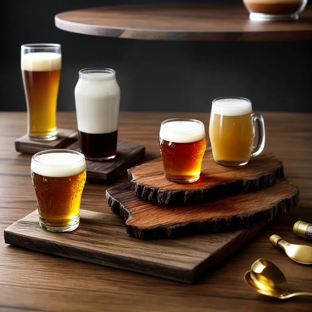 Fotos cervejas artesanais mesa madeira