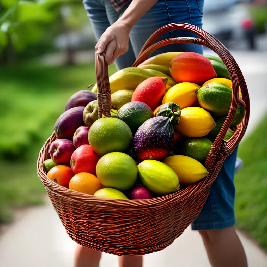 Fotos cesta frutas tropicais cores alegria
