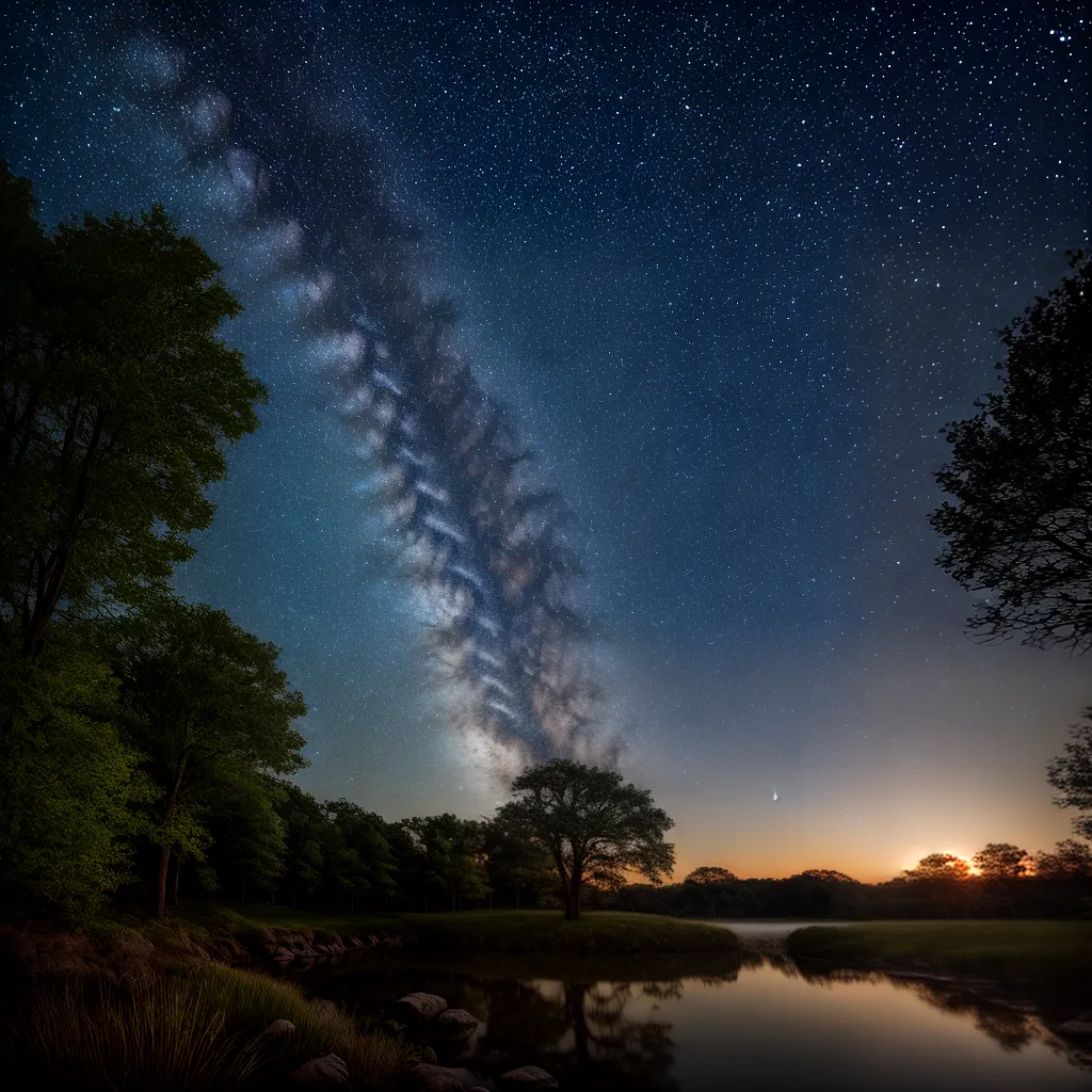 Universo Onírico 3 Fotos ceu estrelado lua crescente paisagem tranquila