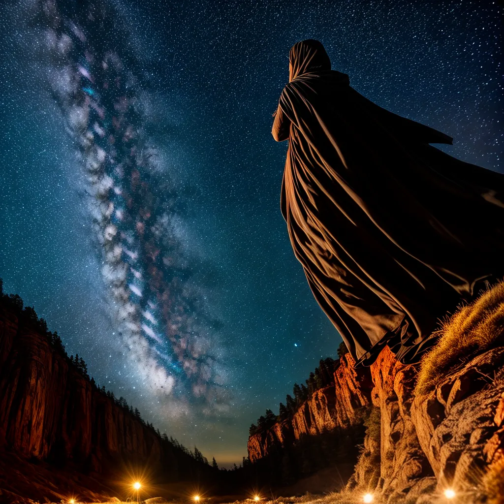 6. Encantamento Noturno: Descubra o Significado de Sonhar com Estrelas 4 Fotos ceu estrelado silhueta pessoa magia