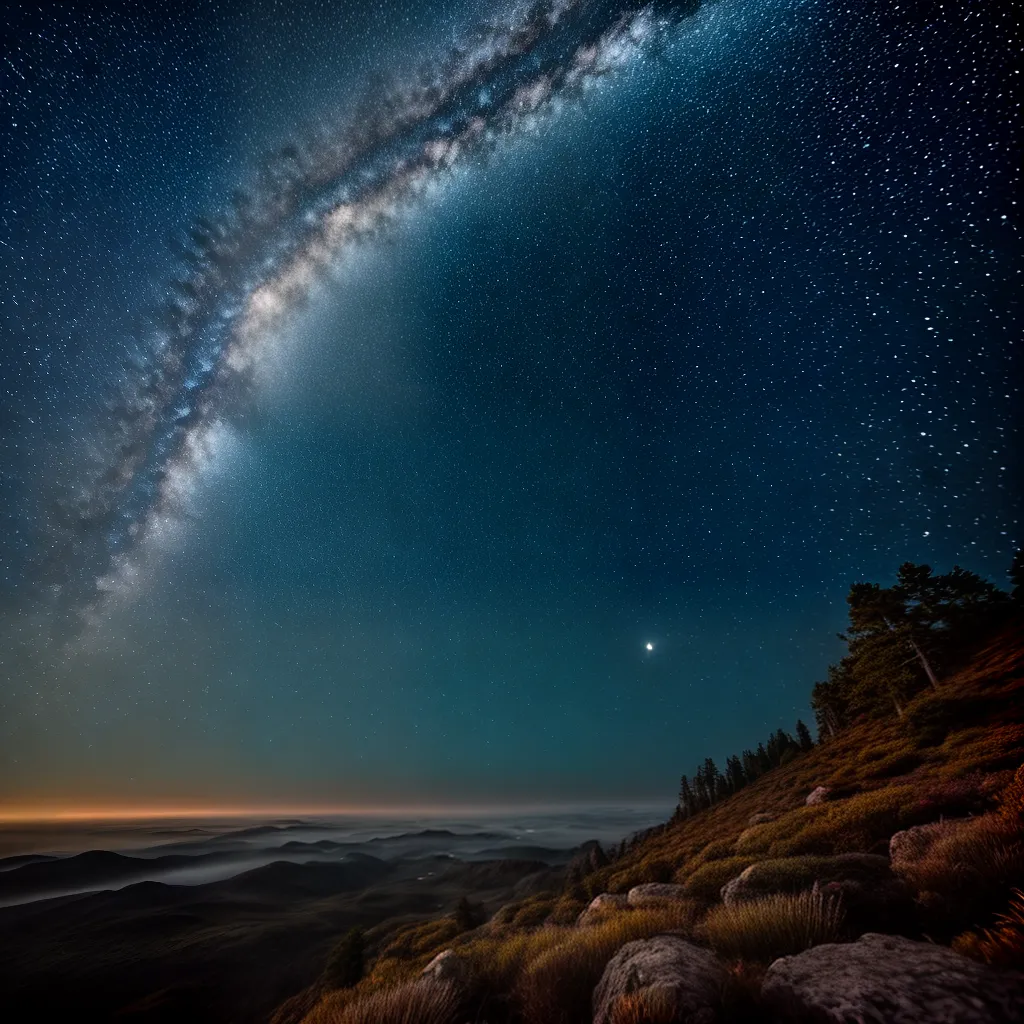 Fotos ceu noturno estrelas lua misterio