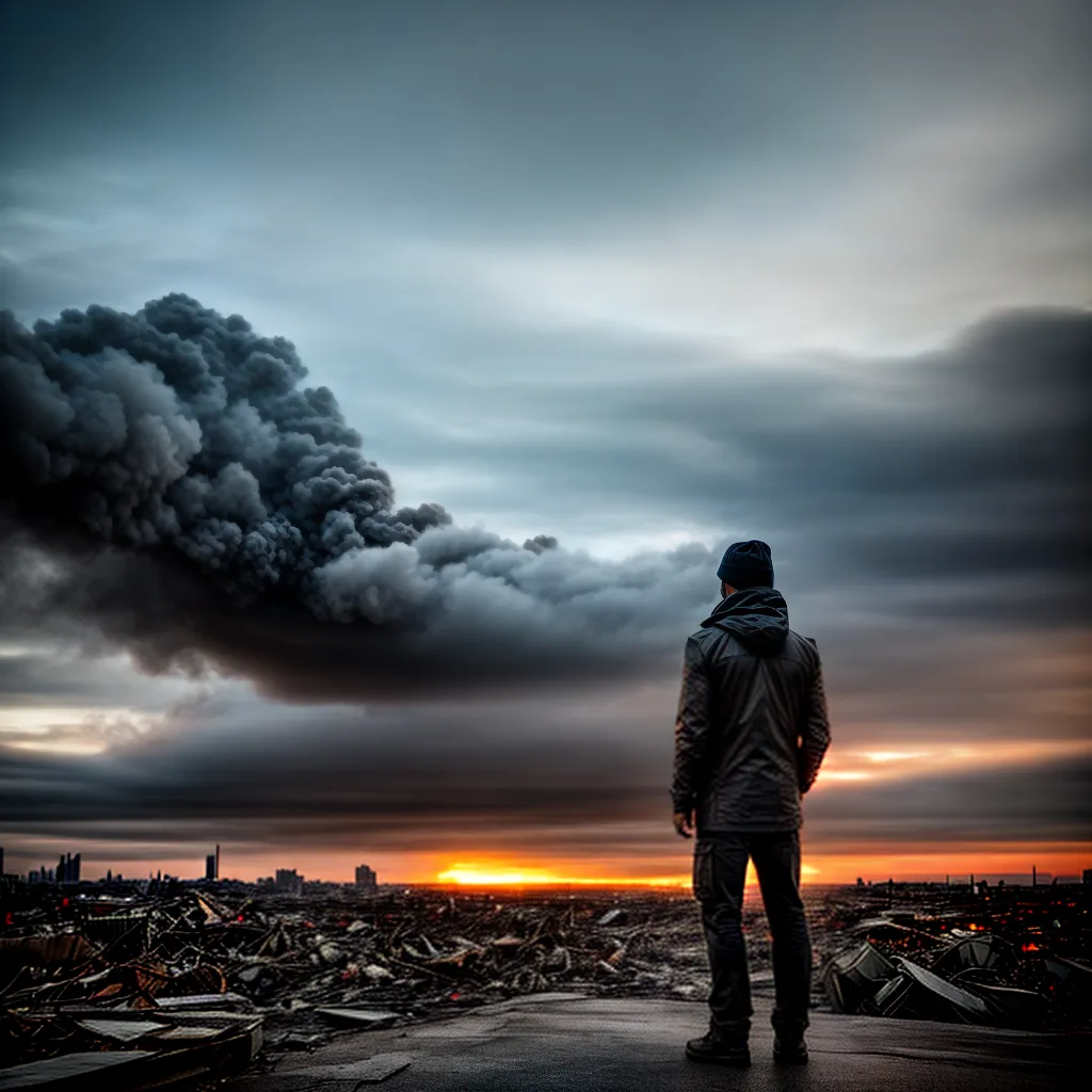 Fotos cidade destruida fumaca pessoa