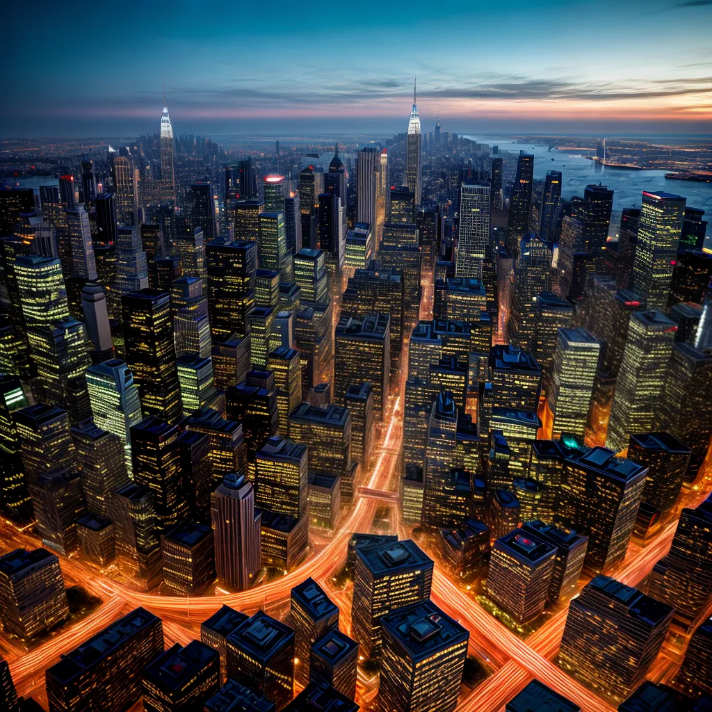 Fotos cidade noturna arranha ceu luzes