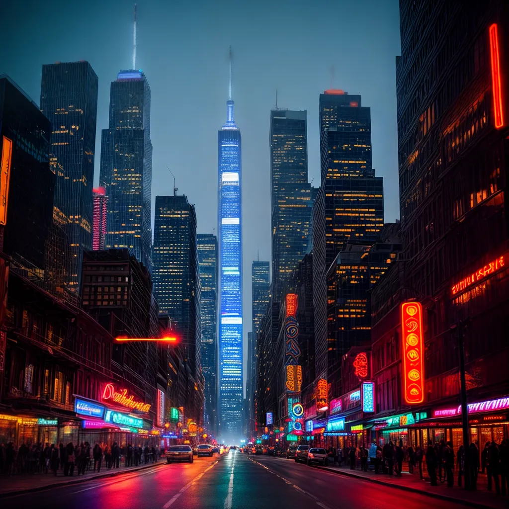 Sonho com Cidade Noturna: Significado e Interpretação 2 Fotos cidade noturna arranha ceu neon 1