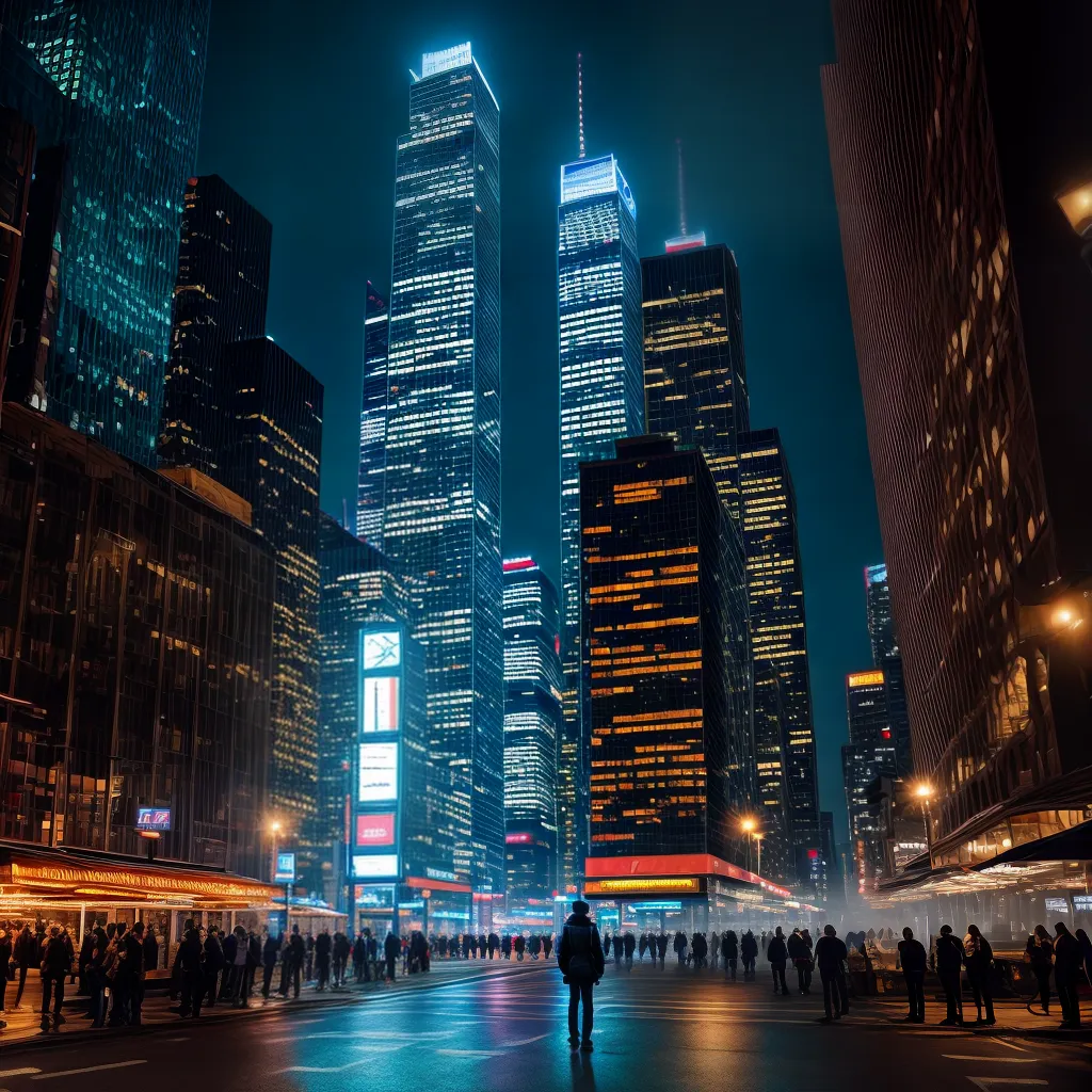 Fotos cidade noturna arranha ceu solitario 1