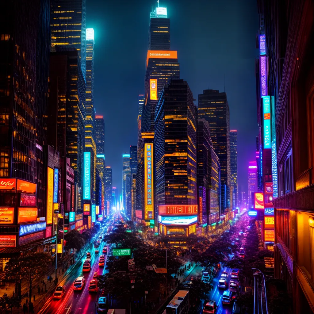 Fotos cidade noturna luzes aventura vibrante