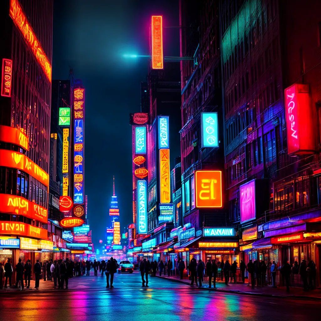 Fotos cidade noturna neon energia sonho