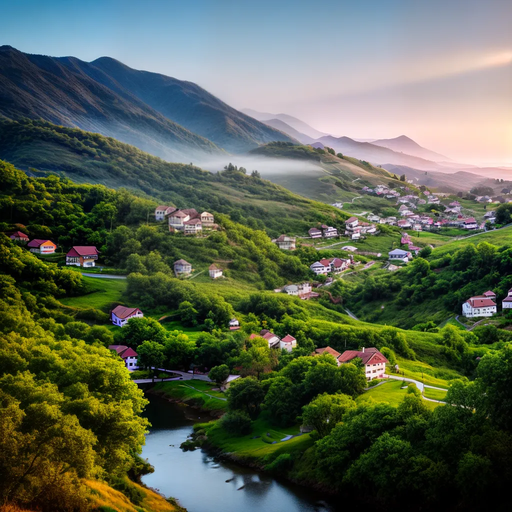 Título do Blog: Interpretando o Significado de Sonhar com a Cidade Interiorana - pertencente ao tema Viagens. 3 Fotos cidade pequena colinas flores montanhas