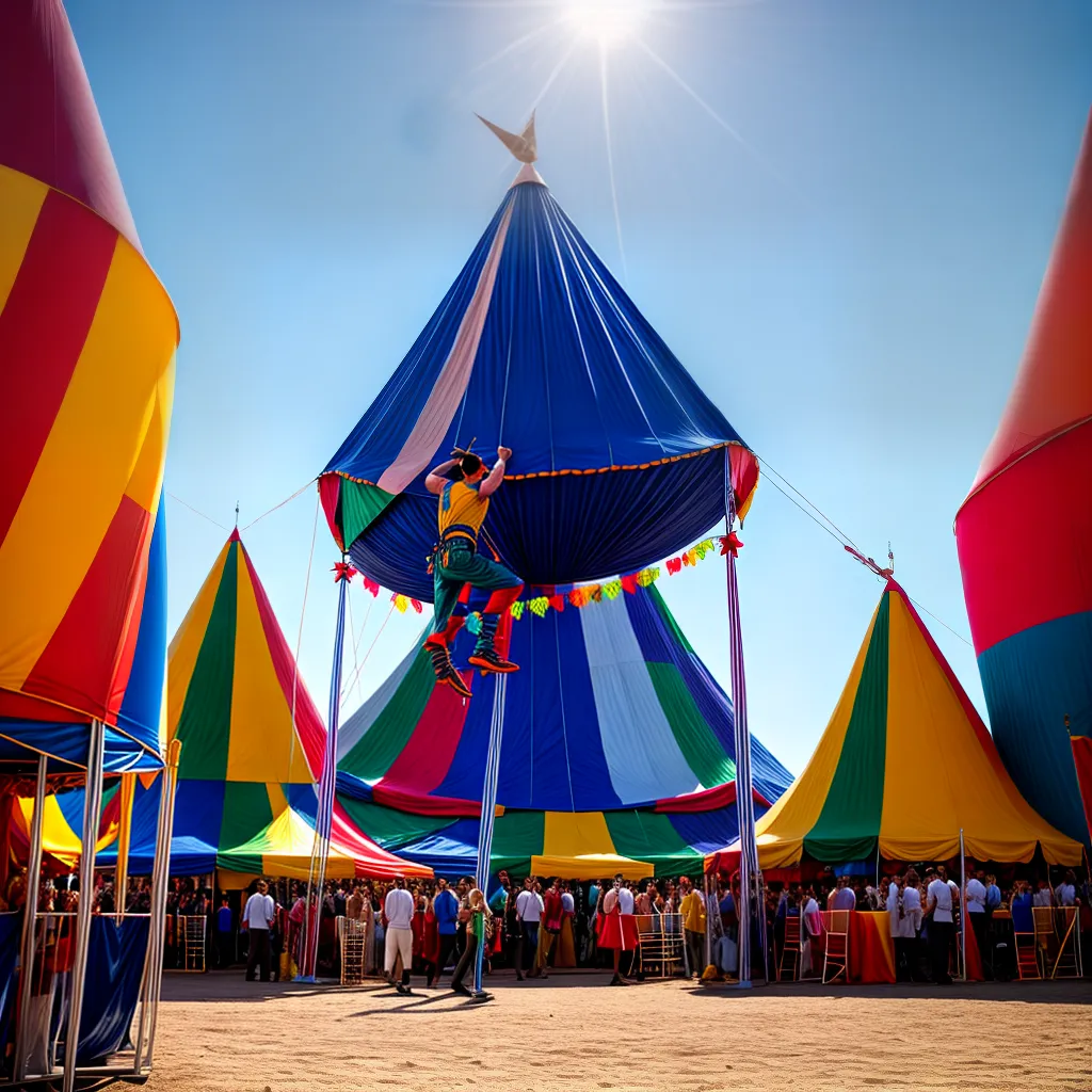 Significado de Sonhar com Espetáculo e Diversão 3 Fotos circo ceu azul acrobata palhaco