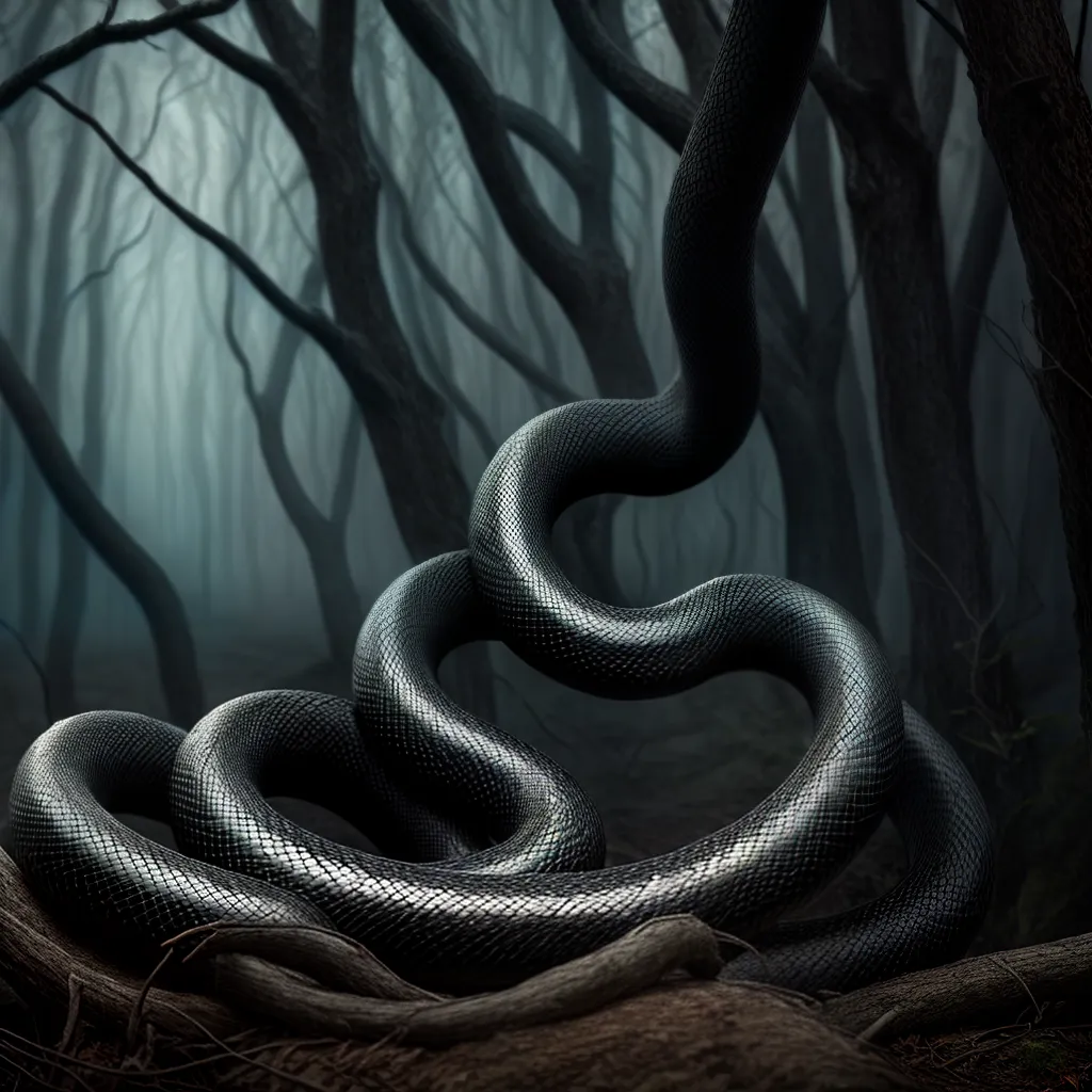 Jiboia: Entenda o Significado de Sonhar com Cobras. 3 Fotos cobra noturna floresta sombria