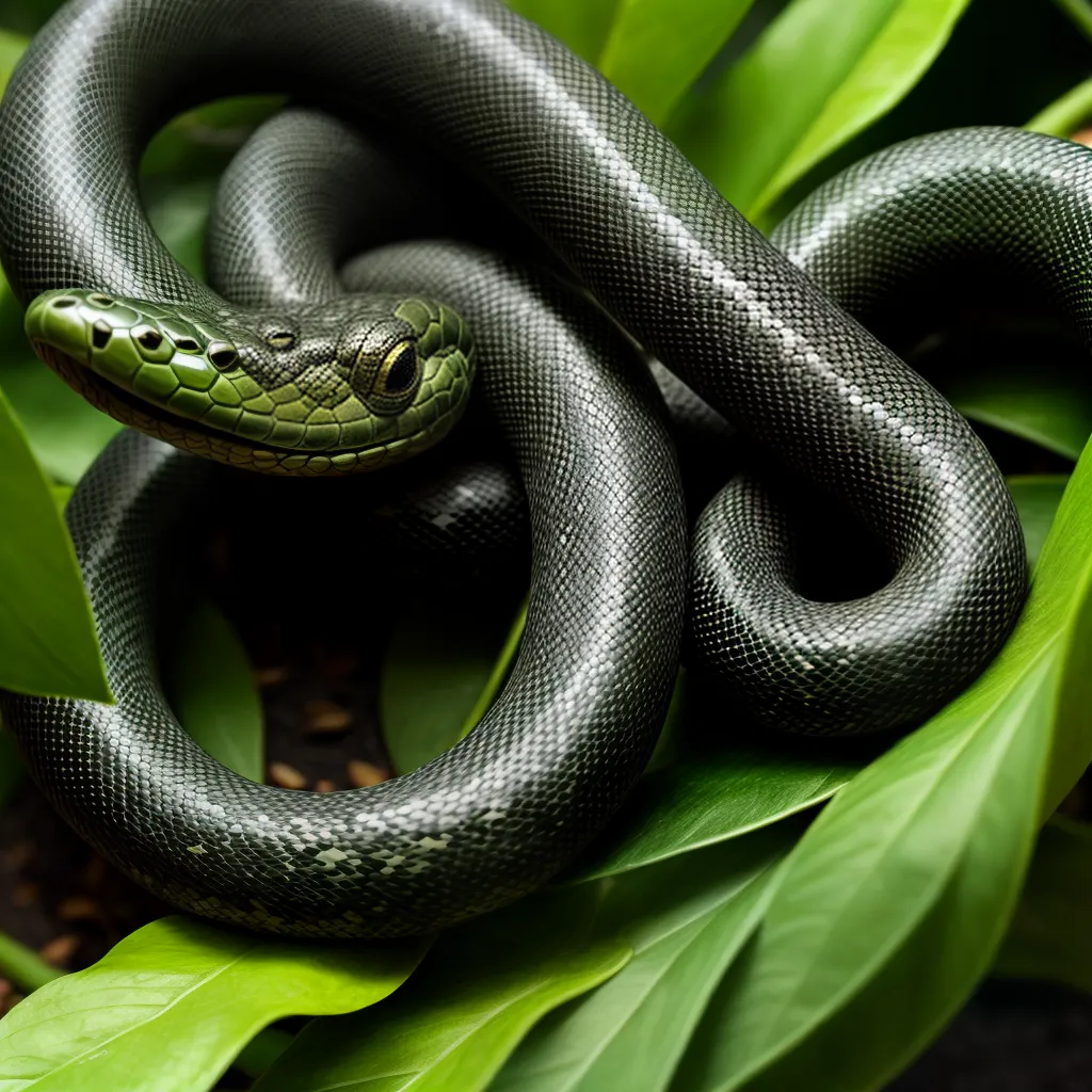 Fotos cobra olhos perfurantes folhas verdes