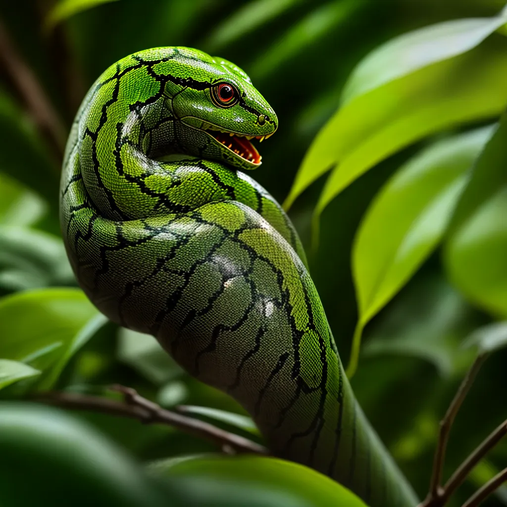 Fotos cobra verde floresta medo