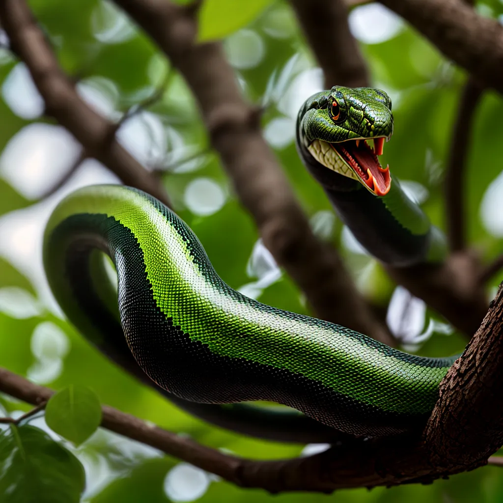 Fotos cobra verde rama ameaca