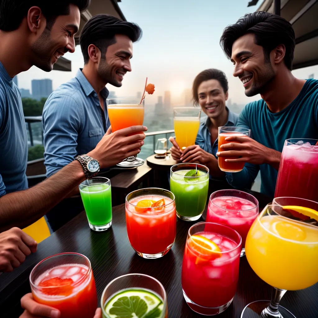 Fotos cocktail amigos alegria frutas