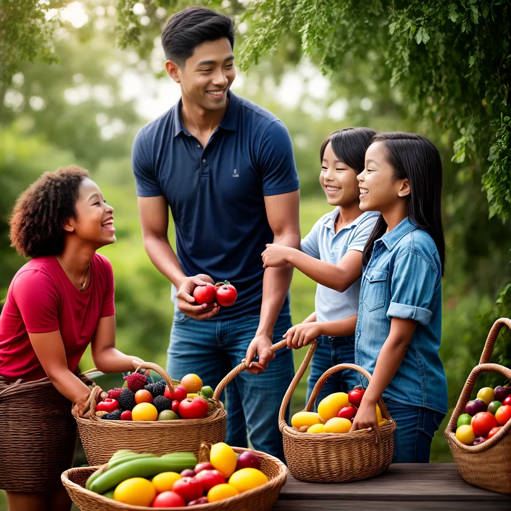 Descubra o significado de sonhar com colheita de frutas e vegetais envolvendo família e crianças 3 Fotos colheita familia alegria frutas legumes