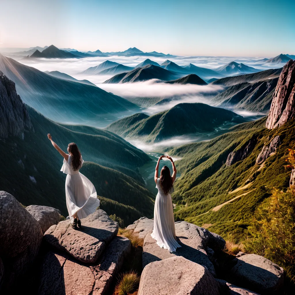 Fotos conquista mulher vestido montanha paisagem