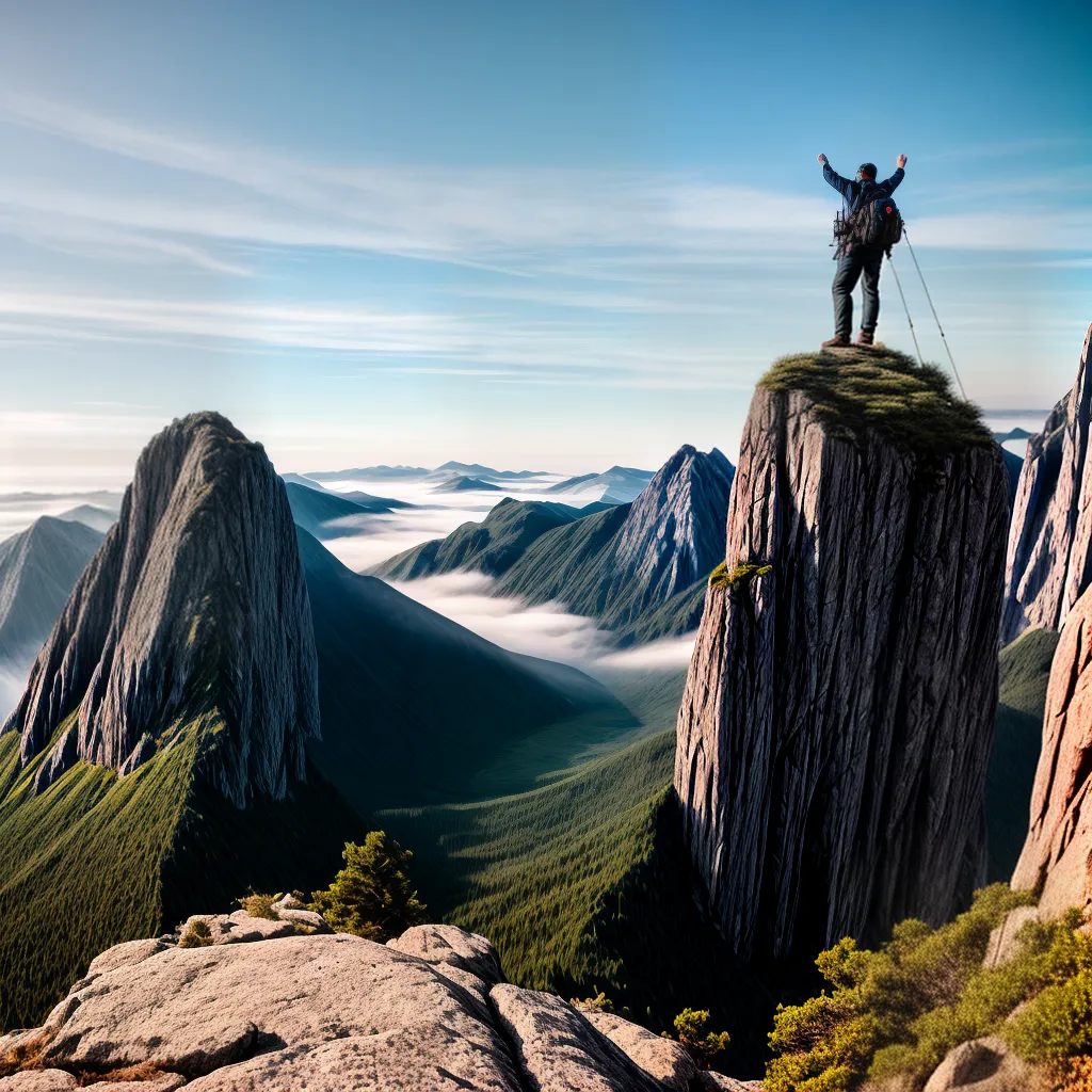 Fotos conquista sol montanha bracos cima