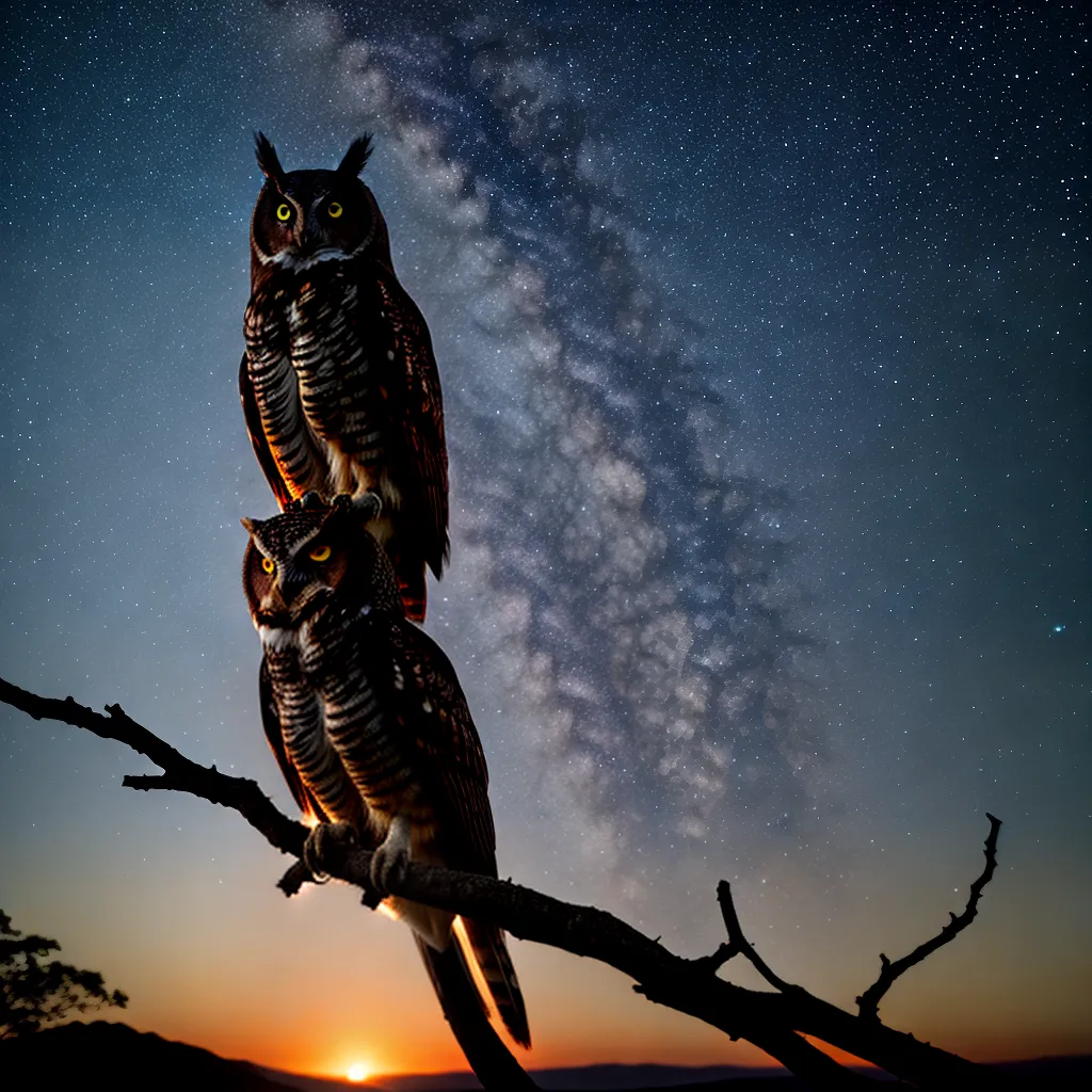 Aves noturnas: Descubra o significado de sonhar com corujas. 2 Fotos coruja noturna estrelas silhueta