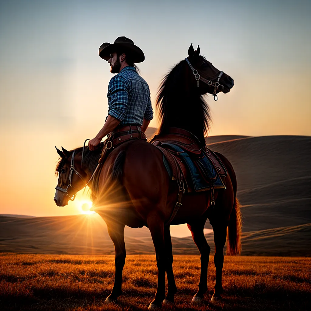 Fotos cowboy cavalo por do sol liberdade