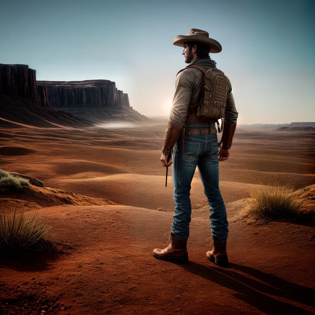 Fotos cowboy solitario paisagem arida