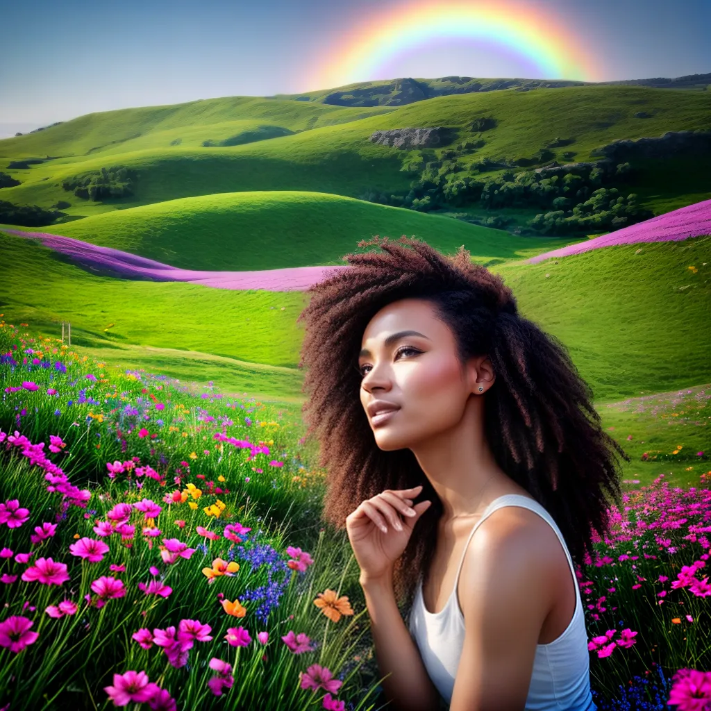 Infância, inspiração e íris: o significado de sonhar com cores. 3 Fotos crianca campo flores arcoiris sonhos 1