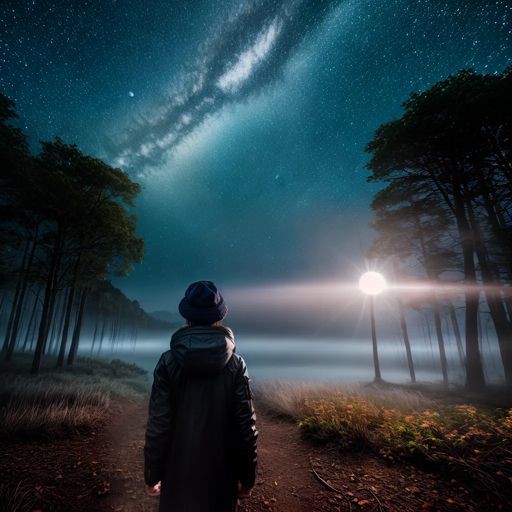 Fotos crianca floresta noite estrelas