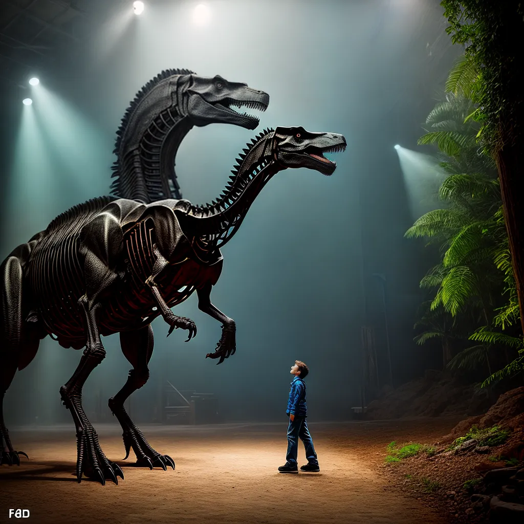 Fotos crianca trex esqueleto museu sombra