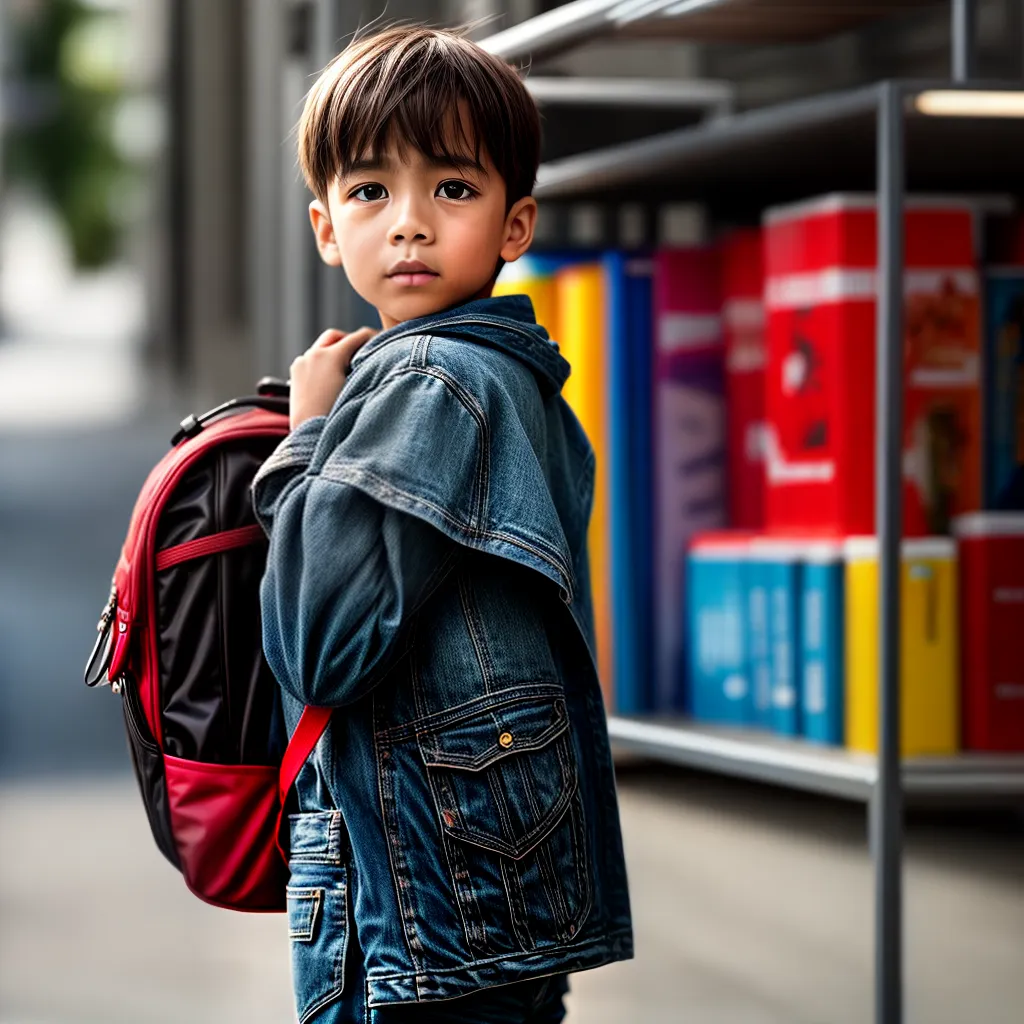 Fotos crianca triste mochila vazia brinquedos livros