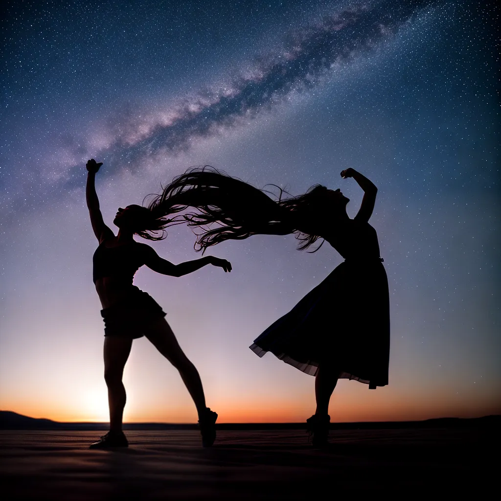 Fotos danca ceu estrelado silhueta liberdade
