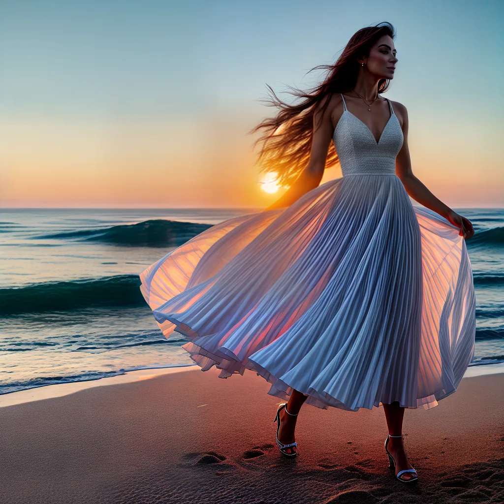 Fotos danca praia por do sol vestido branco