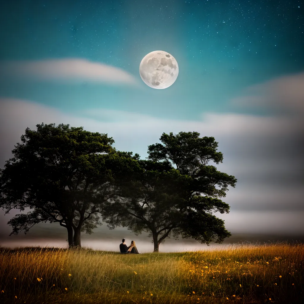 Fotos deitado campo lua sonhos